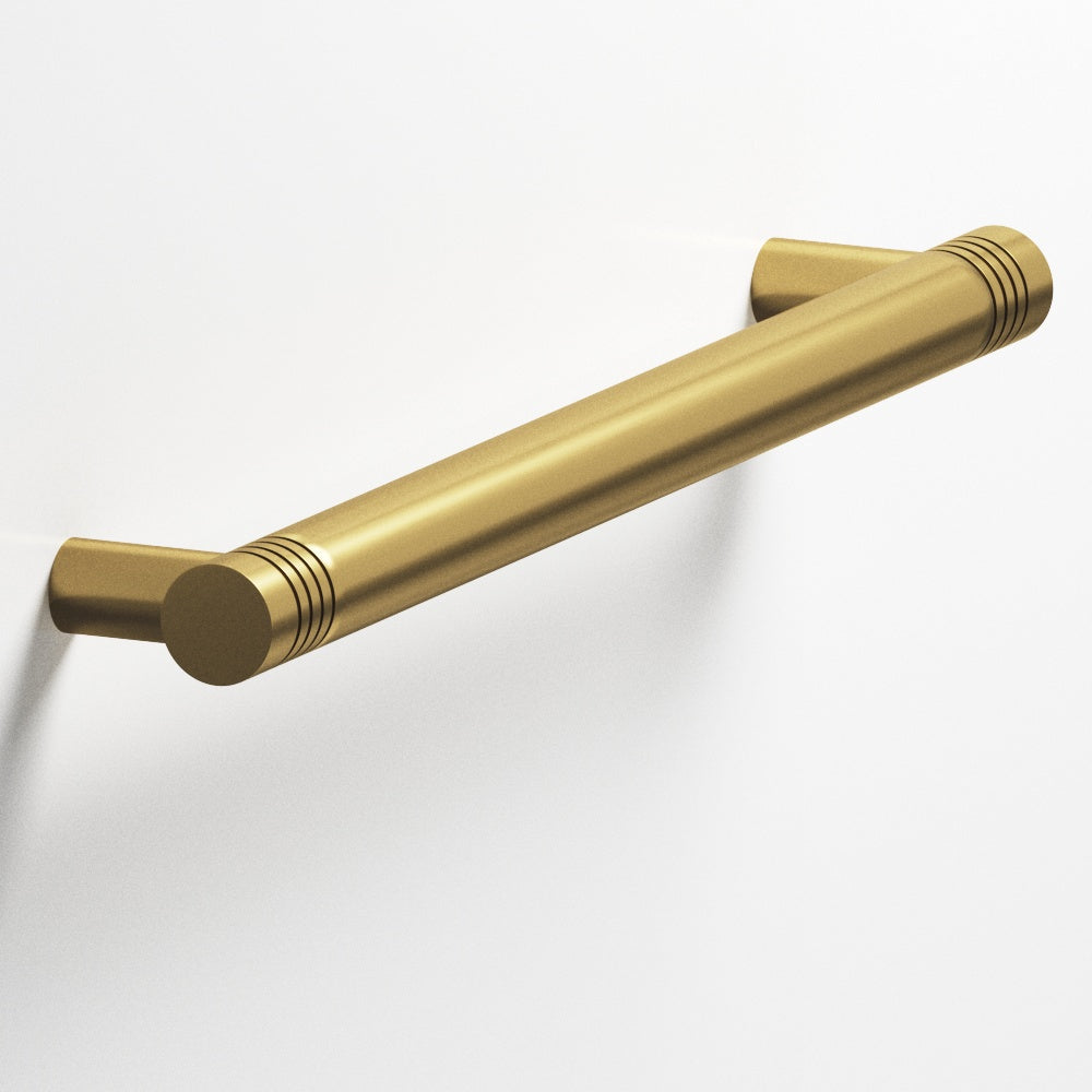 Colonial Bronze Series 415 6" Round Grooved Cabinet Pull With Straight Posts Unlacquered Satin Brass / 6"