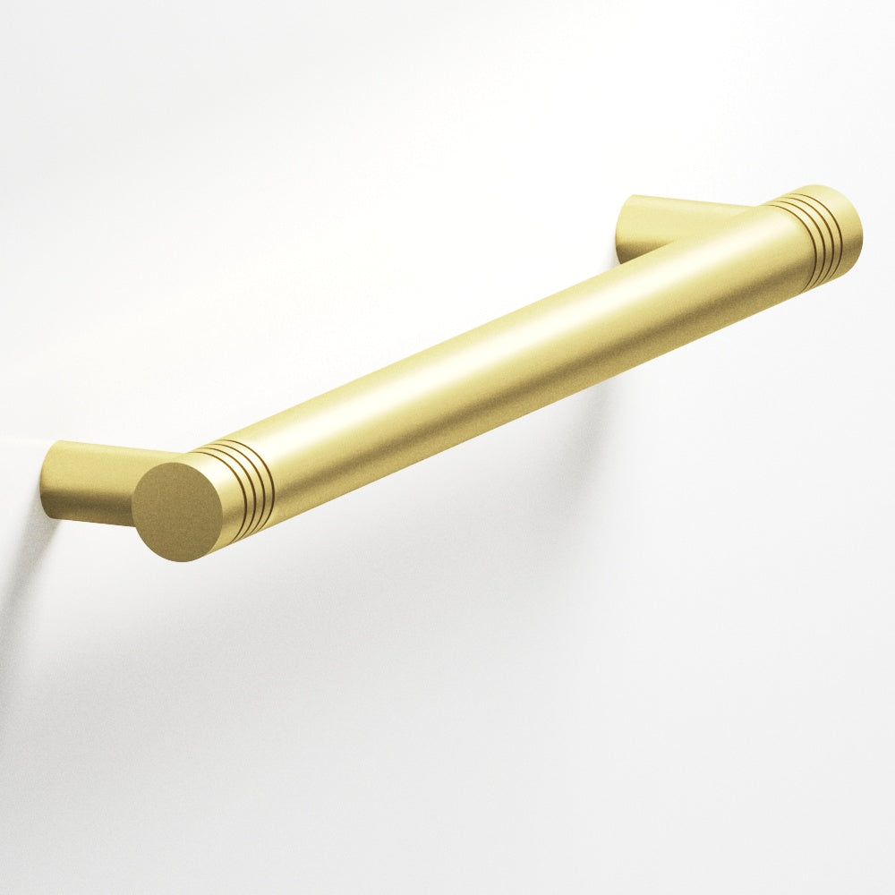 Colonial Bronze Series 414 6" Round Grooved Cabinet Pull With Straight Posts Matte Satin Brass / 6"
