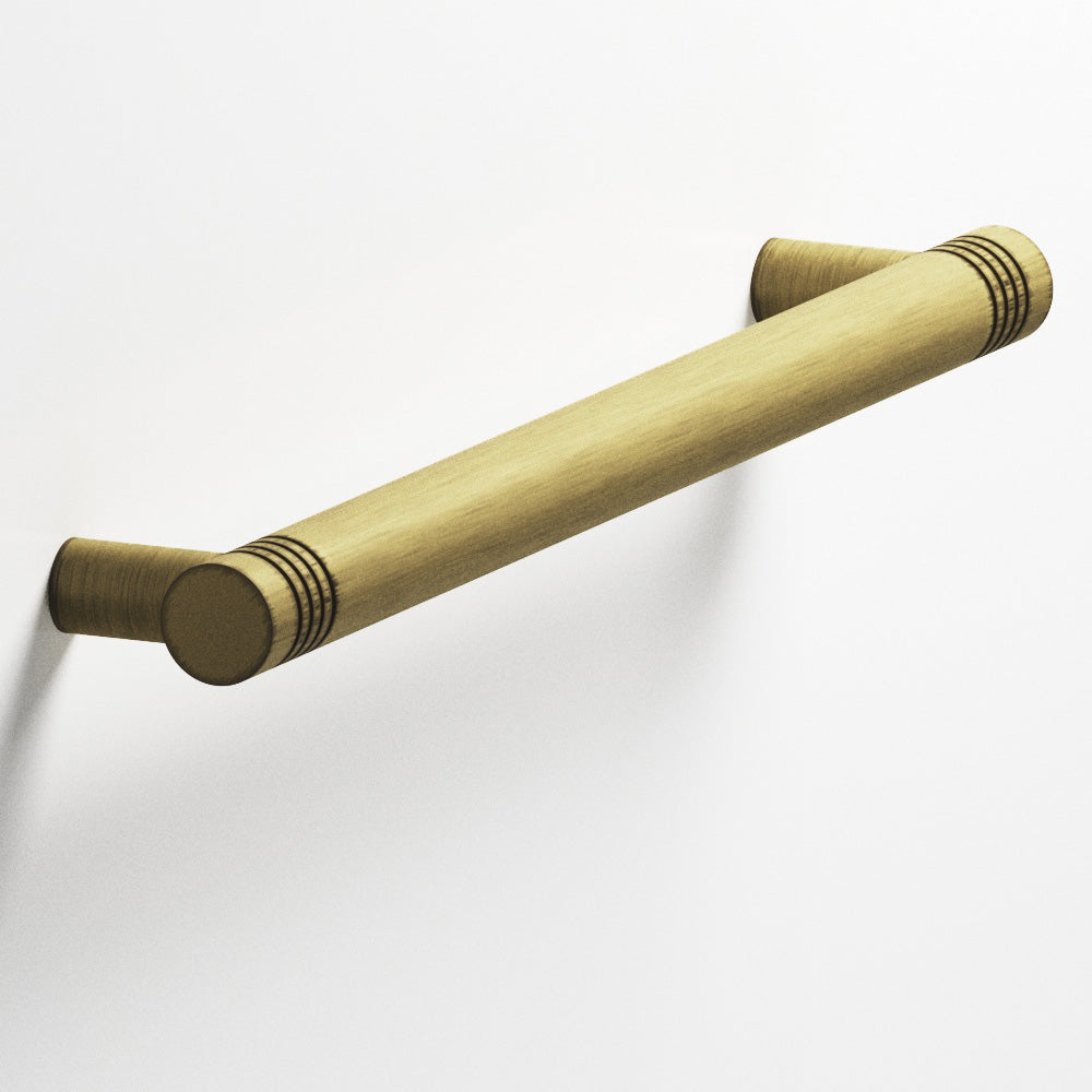 Colonial Bronze Series 413 4" Round Grooved Cabinet Pull With Straight Posts Matte Antique Satin Brass / 4"