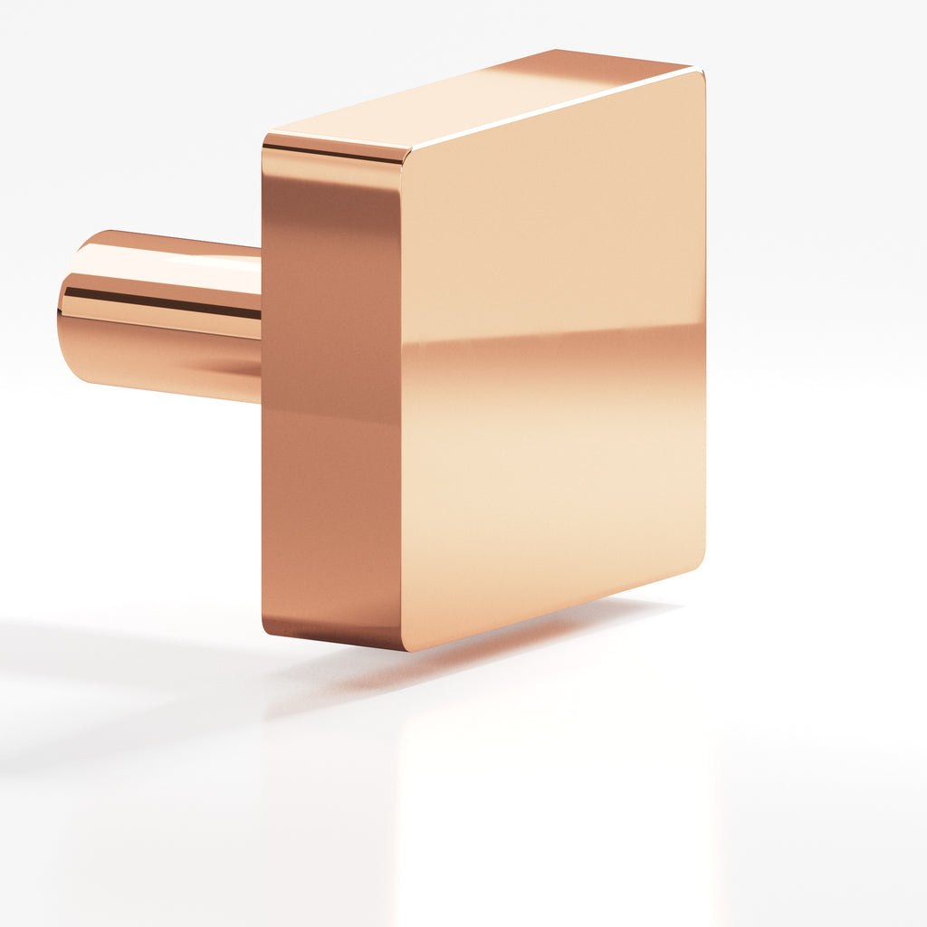 Colonial Bronze Series 521 1.25" Square Cabinet Knob With Straight Post Polished Copper / 1.25"