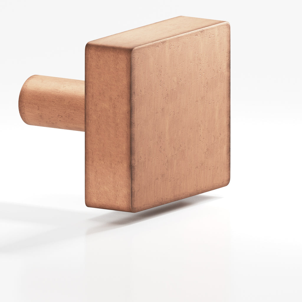 Colonial Bronze Series 521 1.25" Square Cabinet Knob With Straight Post Distressed Antique Copper / 1.25"