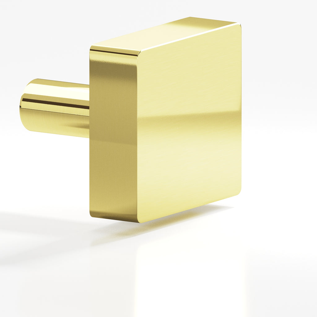 Colonial Bronze Series 520 1" Square Cabinet Knob With Straight Post Unlacquered Polished Brass / 1"