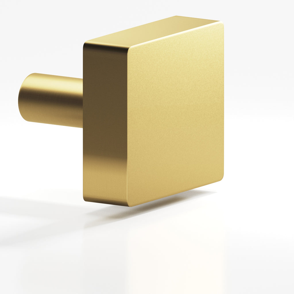 Colonial Bronze Series 521 1.25" Square Cabinet Knob With Straight Post Unlacquered Satin Brass / 1.25"