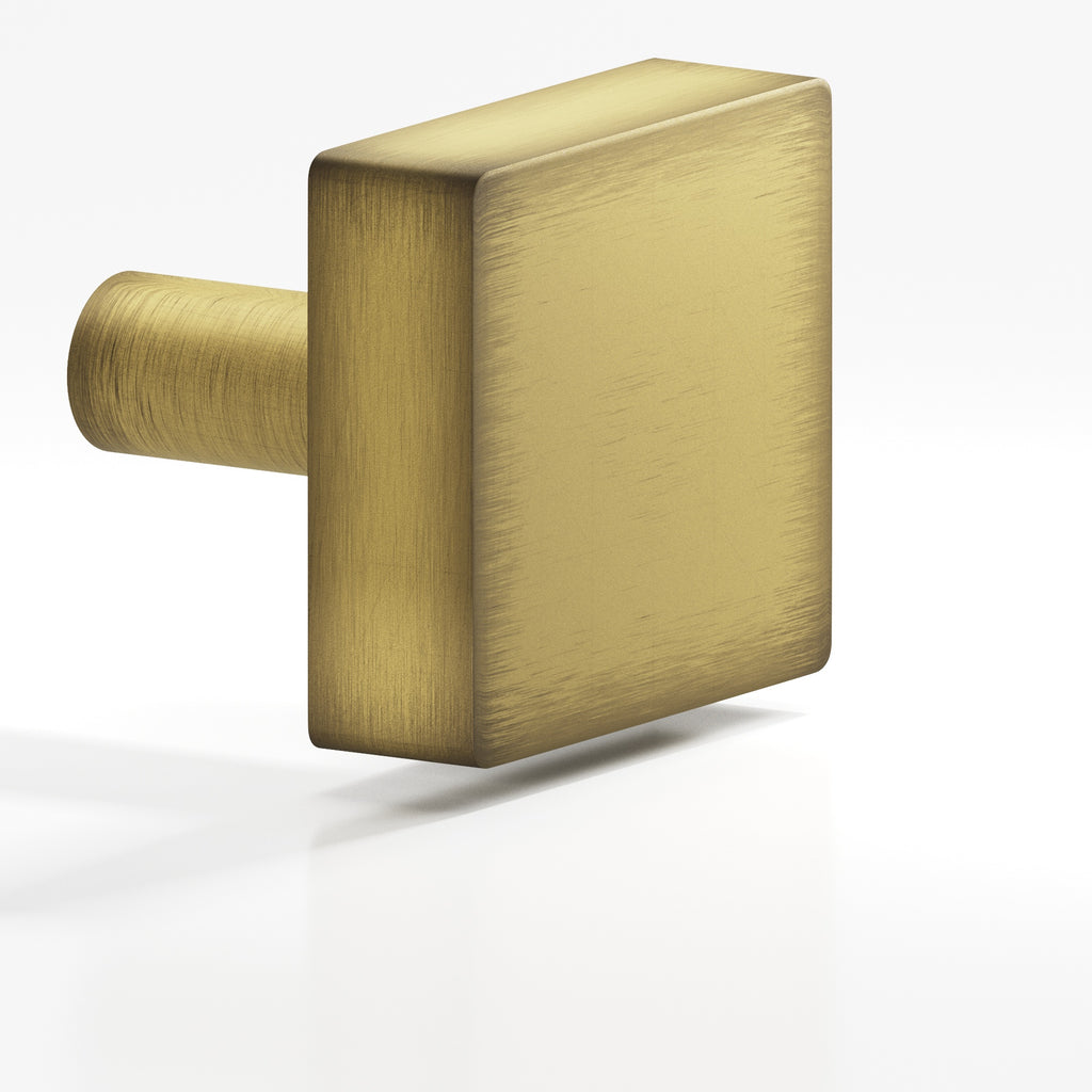 Colonial Bronze Series 521 1.25" Square Cabinet Knob With Straight Post Matte Antique Satin Brass / 1.25"