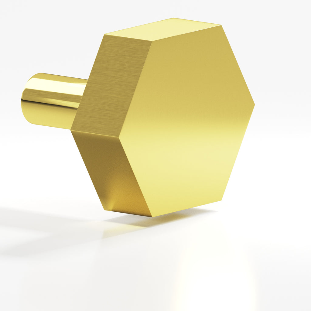 Colonial Bronze Series 532 1.5" Hexagonal Cabinet Knob With Straight Post French Gold / 1.5"