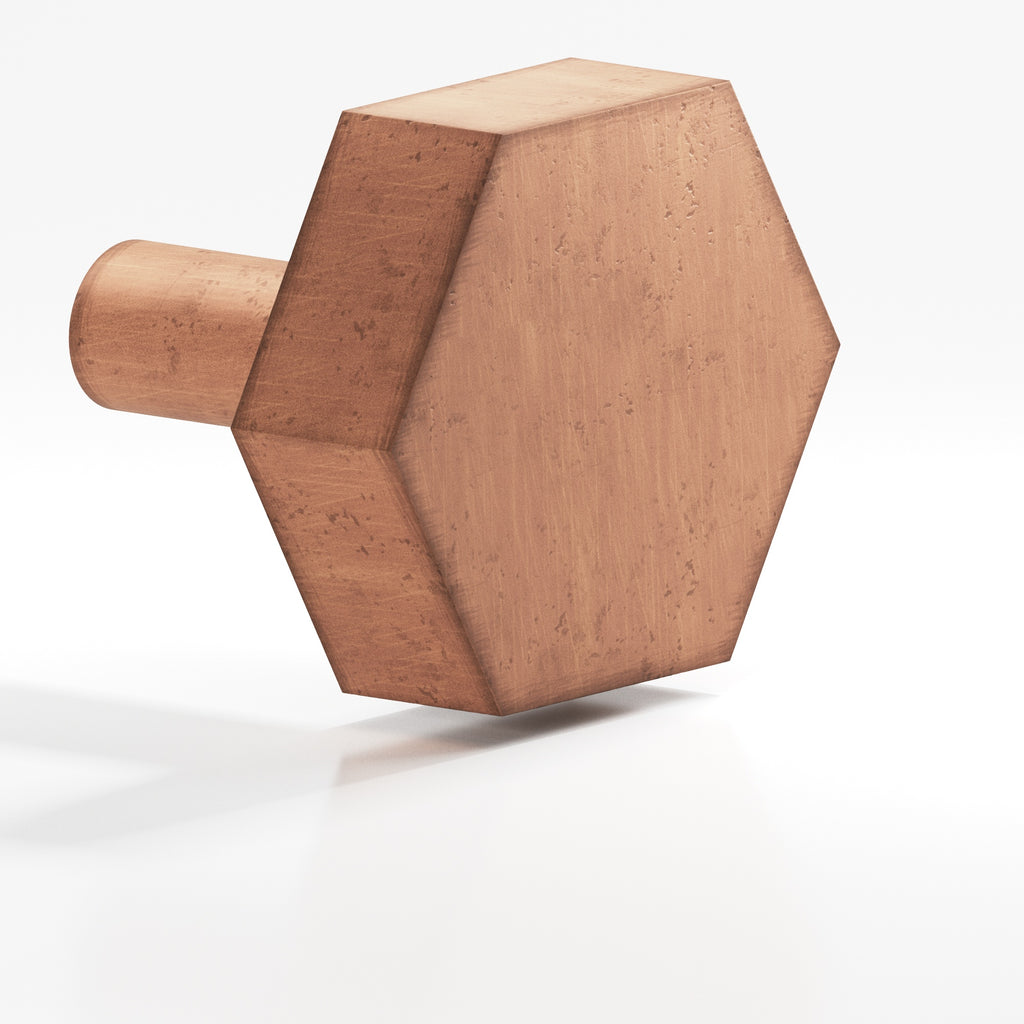 Colonial Bronze Series 532 1.5" Hexagonal Cabinet Knob With Straight Post Distressed Antique Copper / 1.5"