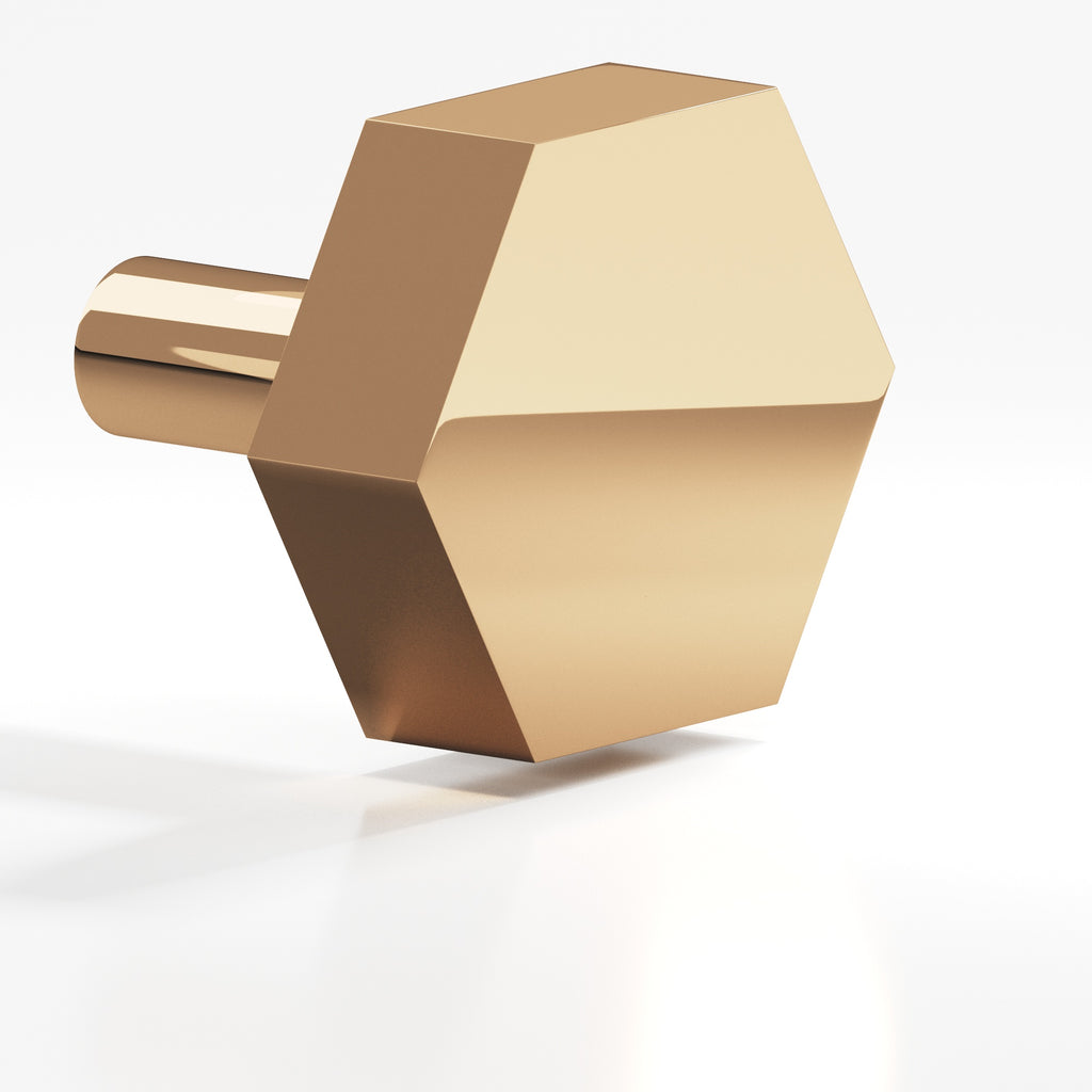 Colonial Bronze Series 532 1.5" Hexagonal Cabinet Knob With Straight Post Polished Bronze / 1.5"