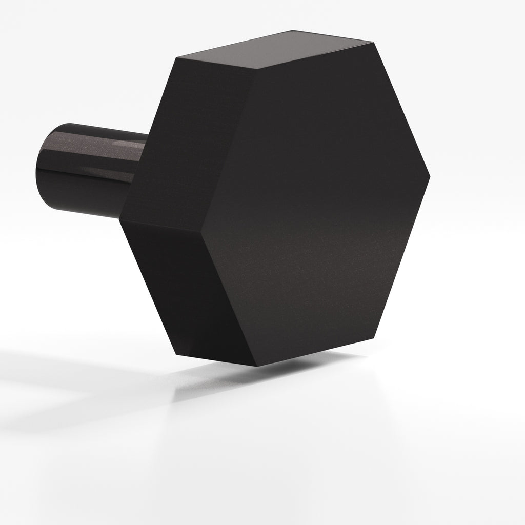 Colonial Bronze Series 532 1.5" Hexagonal Cabinet Knob With Straight Post Satin Black / 1.5"