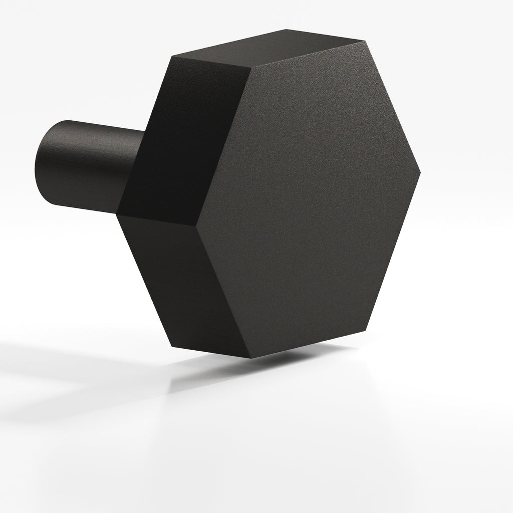 Colonial Bronze Series 532 1.5" Hexagonal Cabinet Knob With Straight Post Frost Black™ / 1.5"