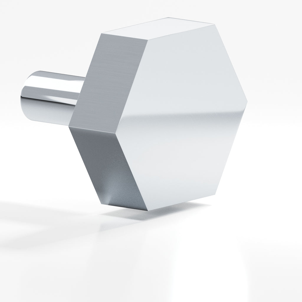 Colonial Bronze Series 532 1.5" Hexagonal Cabinet Knob With Straight Post Polished Chrome / 1.5"