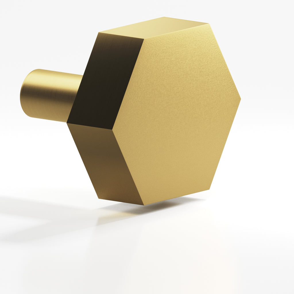 Colonial Bronze Series 532 1.5" Hexagonal Cabinet Knob With Straight Post Satin Brass / 1.5"