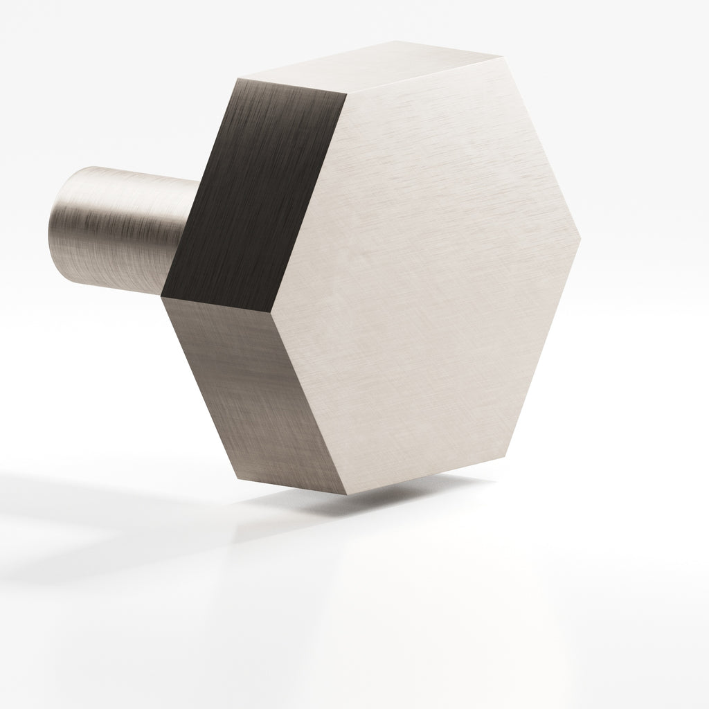 Colonial Bronze Series 532 1.5" Hexagonal Cabinet Knob With Straight Post Matte Satin Nickel / 1.5"