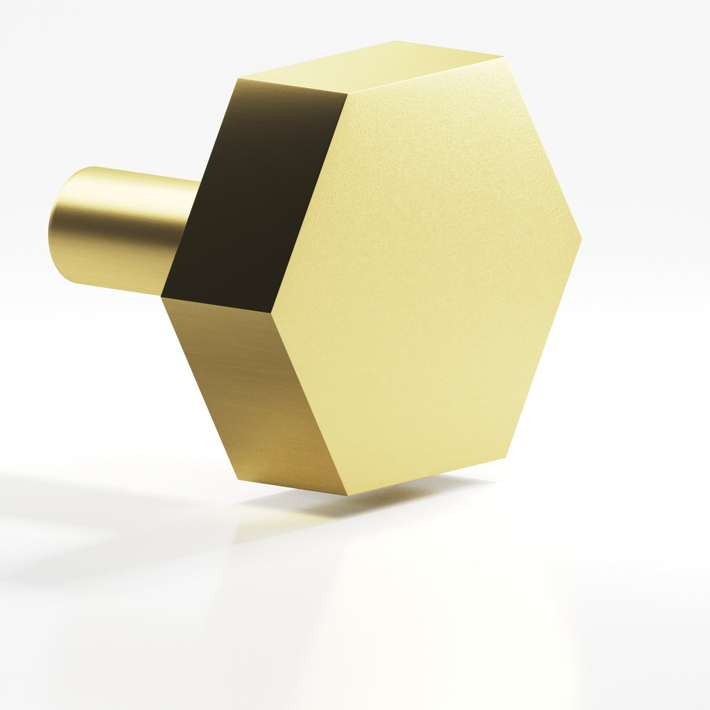 Colonial Bronze Series 532 1.5" Hexagonal Cabinet Knob With Straight Post Matte Satin Brass / 1.5"