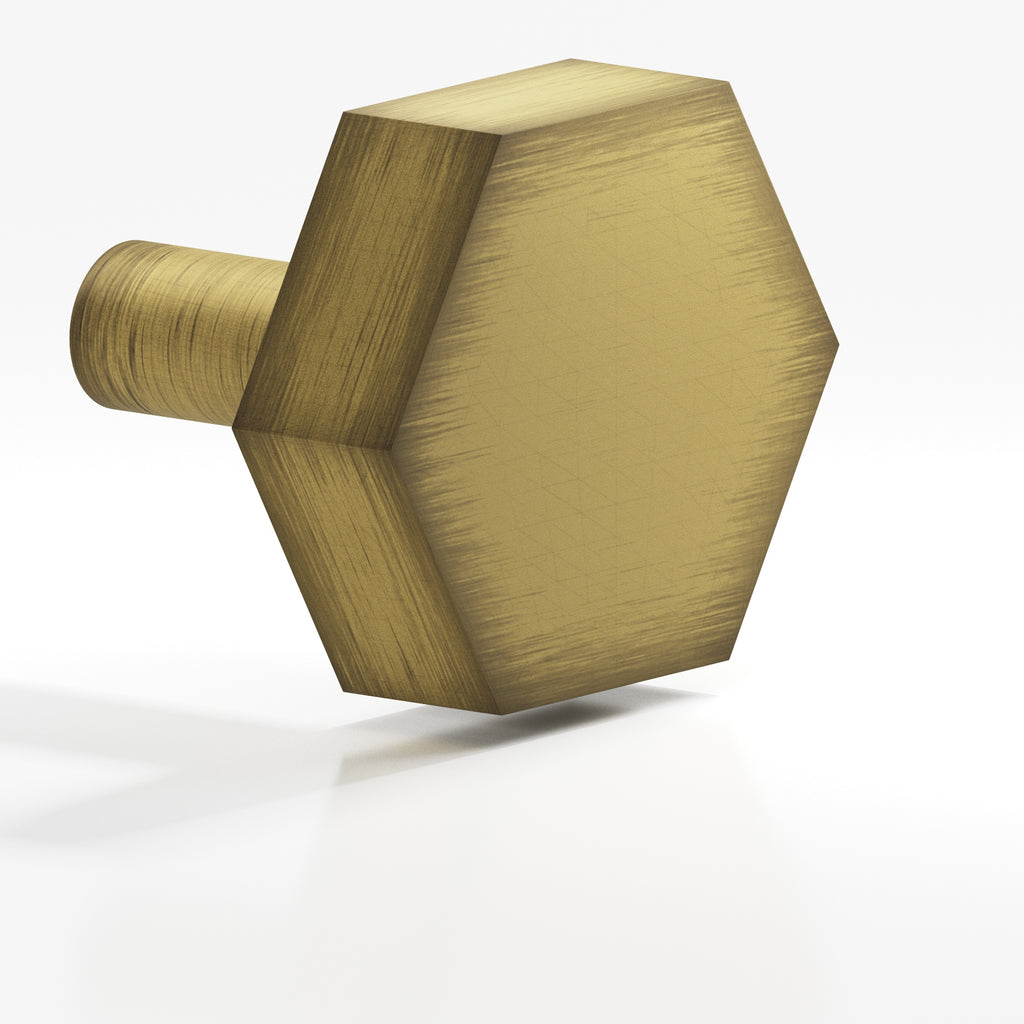 Colonial Bronze Series 532 1.5" Hexagonal Cabinet Knob With Straight Post Matte Antique Satin Brass / 1.5"