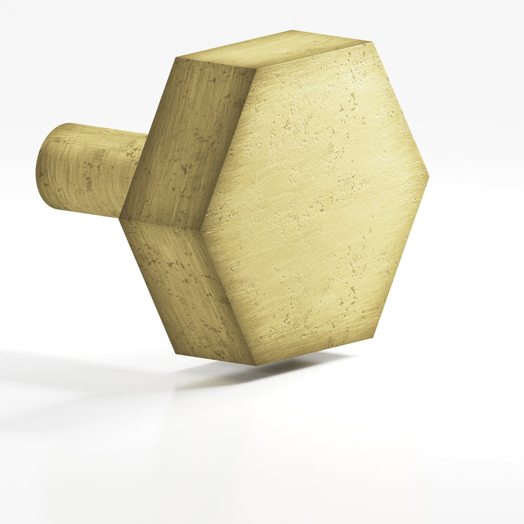 Colonial Bronze Series 531 1.25" Hexagonal Cabinet Knob With Straight Post Distressed Antique Brass / 1.25"