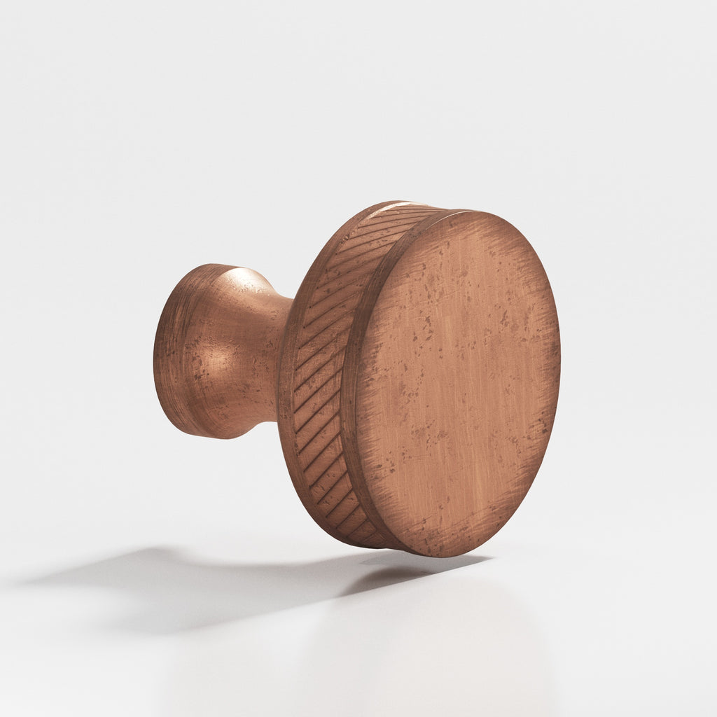 Colonial Bronze Series 578 1.25" Round Single-Knurled Sandwich Cabinet Knob Back-To-Back Shower Kit Distressed Antique Copper / 1.25"