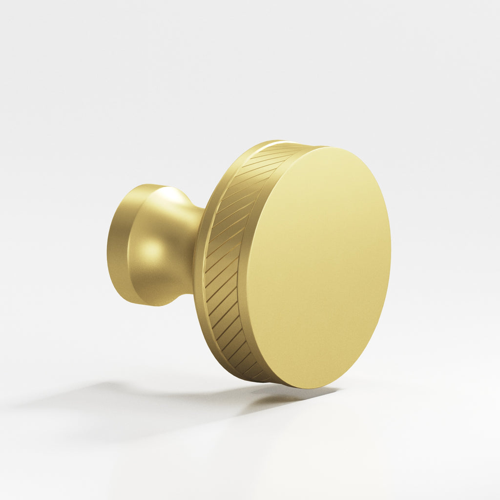Colonial Bronze Series 578 1.25" Round Single-Knurled Sandwich Cabinet Knob Back-To-Back Shower Kit Matte Satin Brass / 1.25"