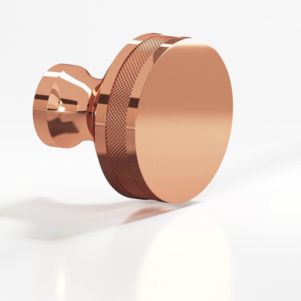 Colonial Bronze Series 586 1" Round Diamond-Knurled Sandwich Cabinet Knob Polished Copper / 1"