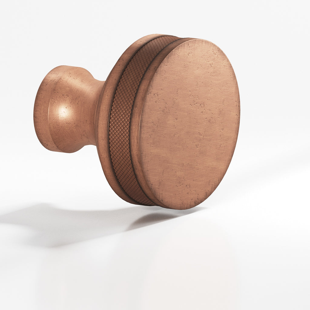 Colonial Bronze Series 586 1" Round Diamond-Knurled Sandwich Cabinet Knob Distressed Antique Copper / 1"