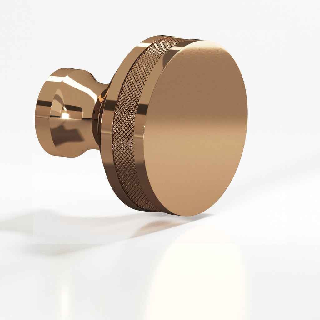 Colonial Bronze Series 586 1" Round Diamond-Knurled Sandwich Cabinet Knob Polished Bronze / 1"