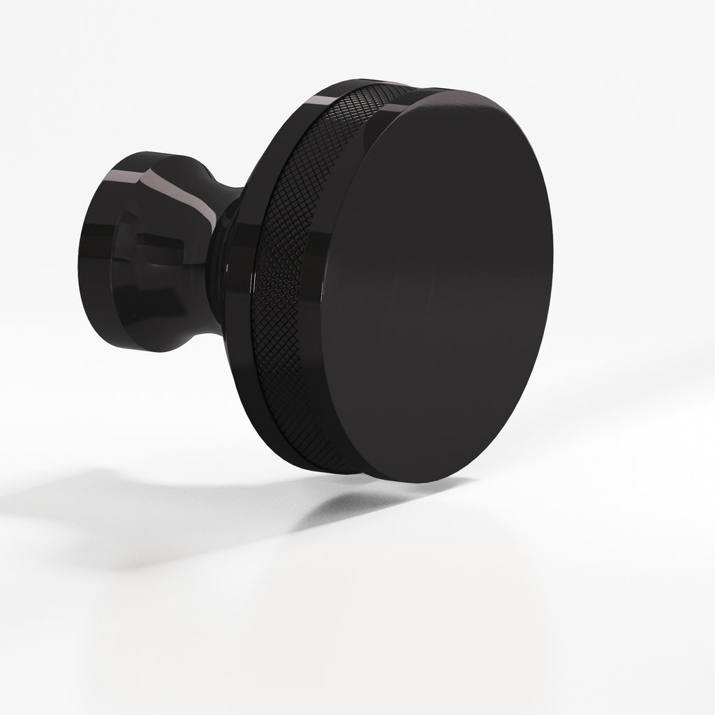 Colonial Bronze Series 587 1.25" Round Diamond-Knurled Sandwich Cabinet Knob Back-To-Back Shower Kit Satin Black / 1.25"