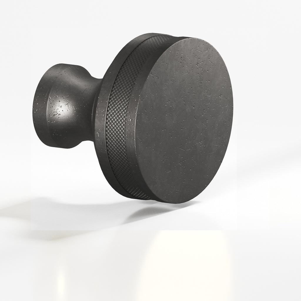 Colonial Bronze Series 586 1" Round Diamond-Knurled Sandwich Cabinet Knob Distressed Satin Black / 1"