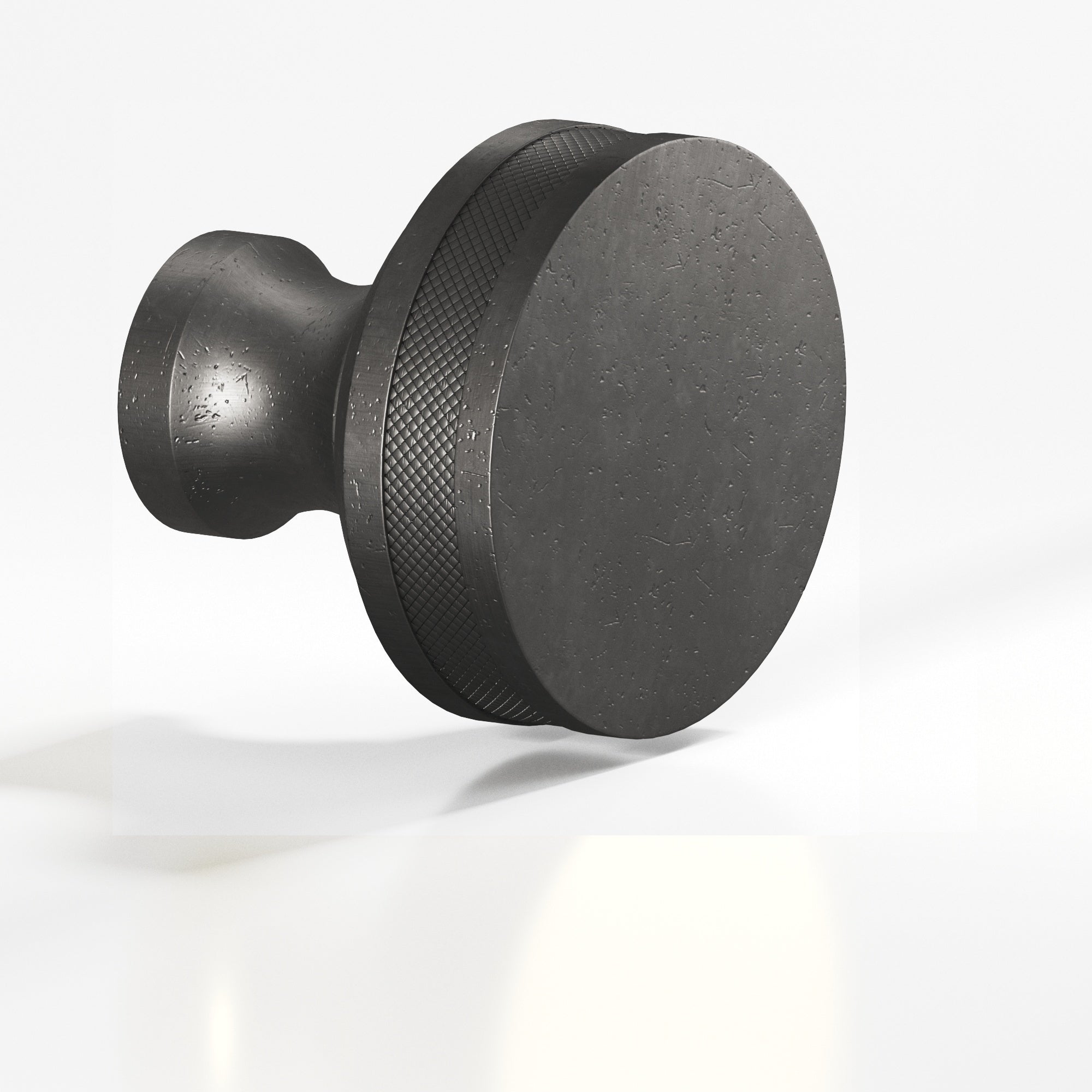 Colonial Bronze Series 587 1.25" Round Diamond-Knurled Sandwich Cabinet Knob Back-To-Back Shower Kit Distressed Satin Black / 1.25"