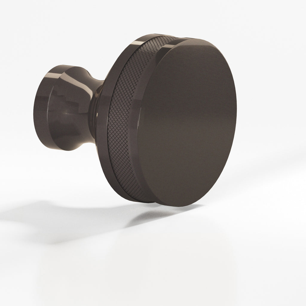 Colonial Bronze Series 586 1" Round Diamond-Knurled Sandwich Cabinet Knob Dark Statuary Bronze / 1"