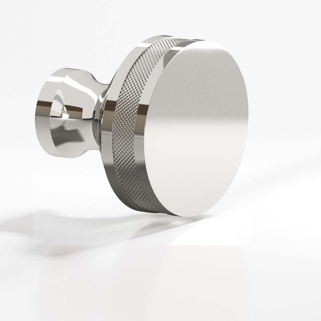 Colonial Bronze Series 586 1" Round Diamond-Knurled Sandwich Cabinet Knob Polished Nickel / 1"