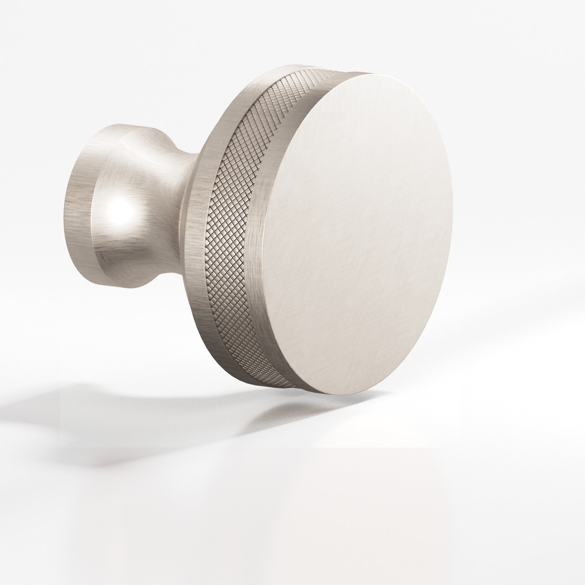 Colonial Bronze Series 587 1.25" Round Diamond-Knurled Sandwich Cabinet Knob Back-To-Back Shower Kit Matte Satin Nickel / 1.25"