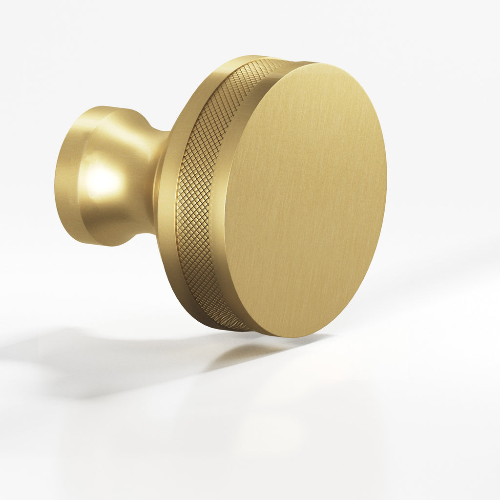 Colonial Bronze Series 586 1" Round Diamond-Knurled Sandwich Cabinet Knob Unlacquered Satin Brass / 1"