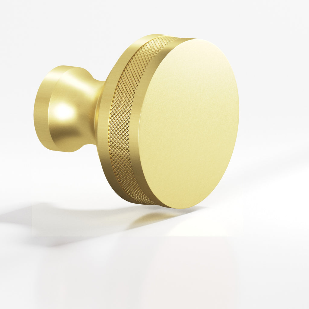 Colonial Bronze Series 586 1" Round Diamond-Knurled Sandwich Cabinet Knob Matte Satin Brass / 1"