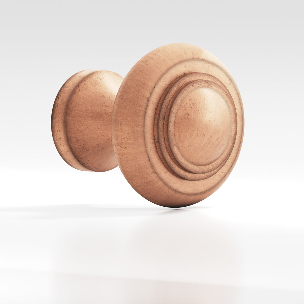 Colonial Bronze Series 676 1.5" Round Stepped Cabinet Knob Back-To-Back Shower Kit Distressed Antique Copper / 1.5"