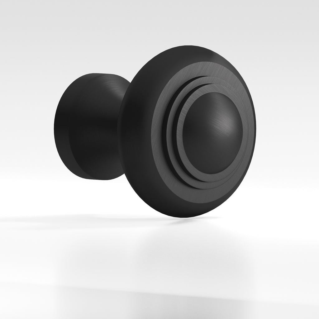 Colonial Bronze Series 676 1.5" Round Stepped Cabinet Knob Back-To-Back Shower Kit Matte Satin Black / 1.5"
