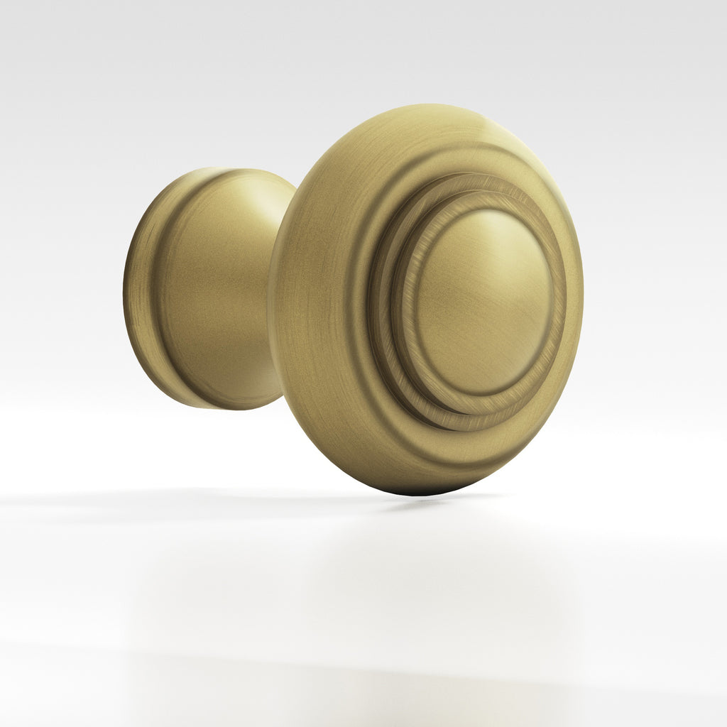 Colonial Bronze Series 676 1.5" Round Stepped Cabinet Knob Back-To-Back Shower Kit Matte Antique Satin Brass / 1.5"