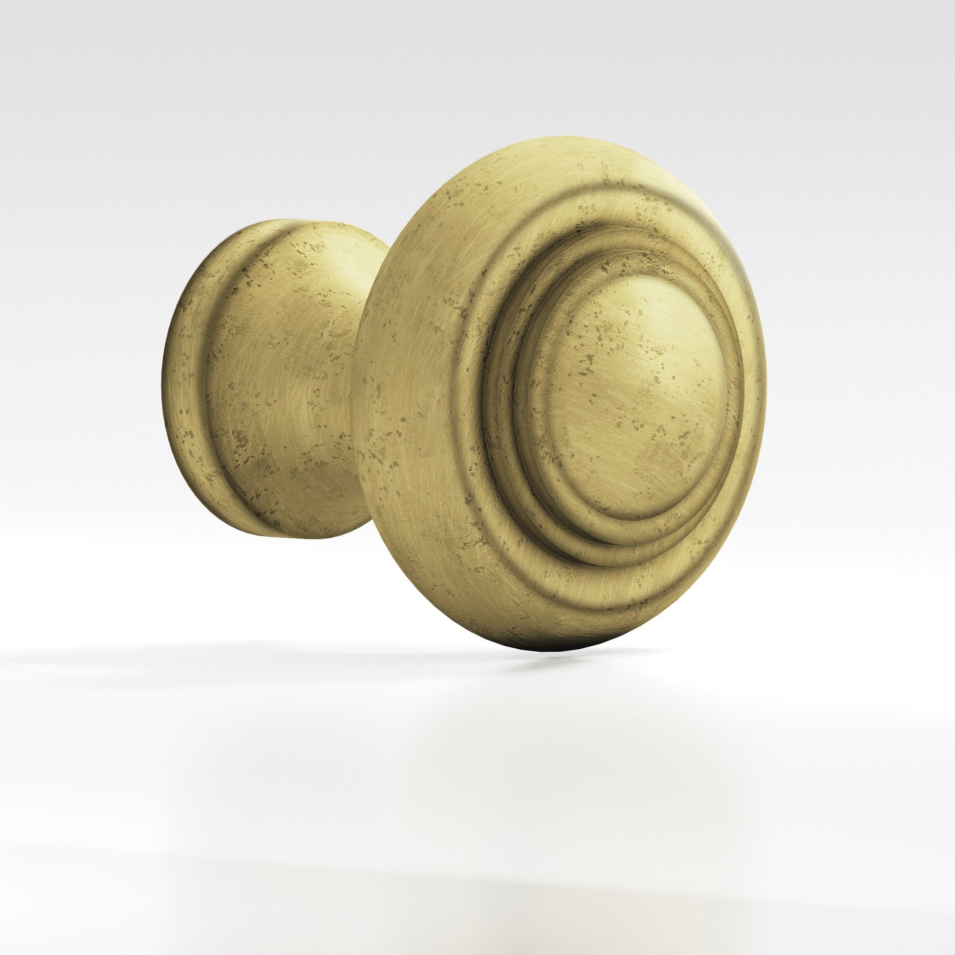Colonial Bronze Series 675 1.375" Round Stepped Cabinet Knob Back-To-Back Shower Kit Distressed Antique Brass / 1.375"