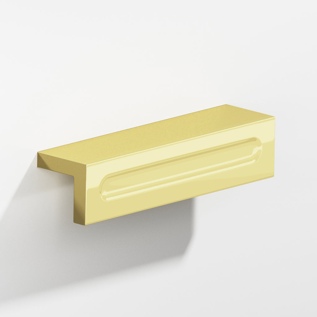 Colonial Bronze Series 716 3" L-Shaped Cabinet Edge Pull With Finger Indent Polished Brass / 3"