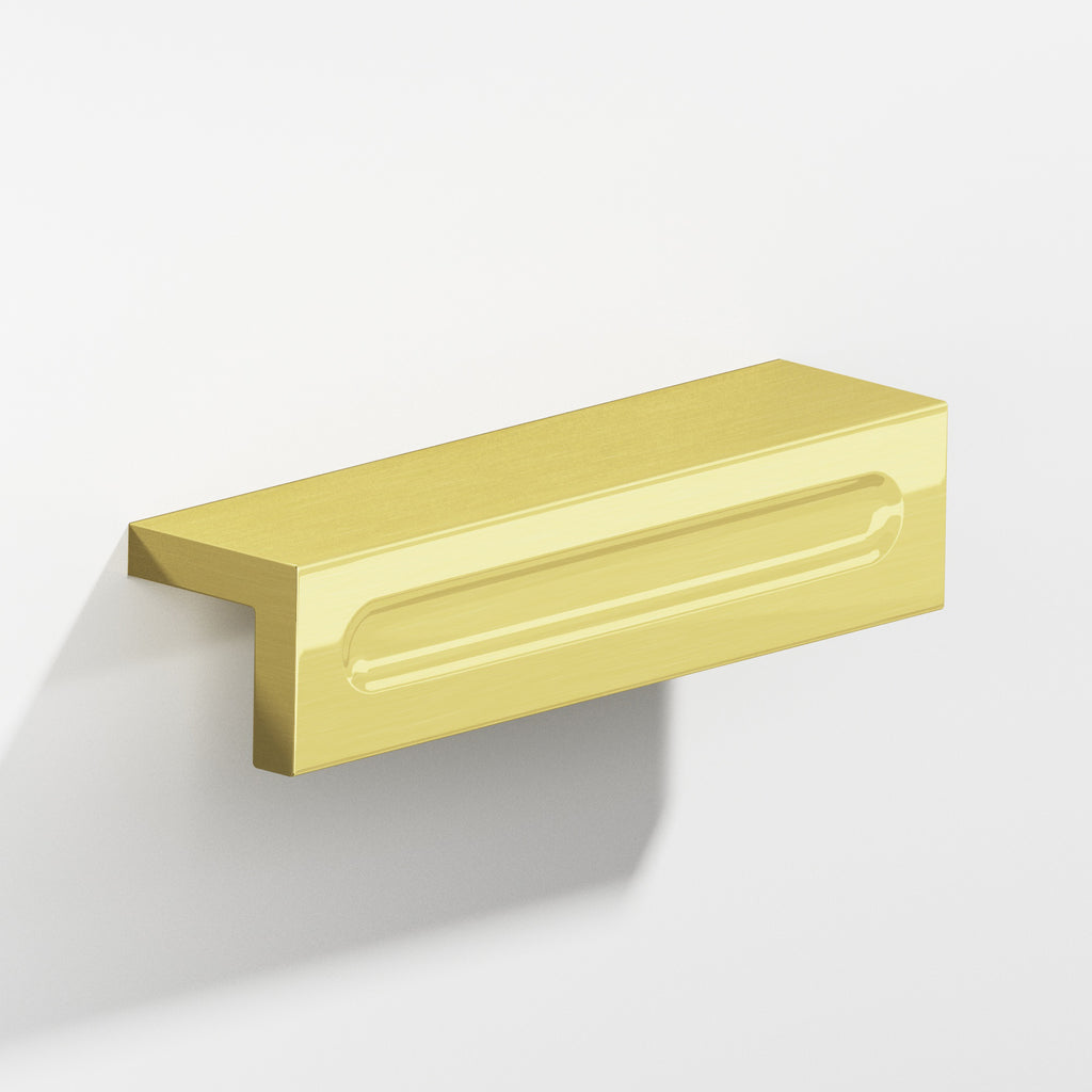Colonial Bronze Series 716 3" L-Shaped Cabinet Edge Pull With Finger Indent Unlacquered Polished Brass / 3"