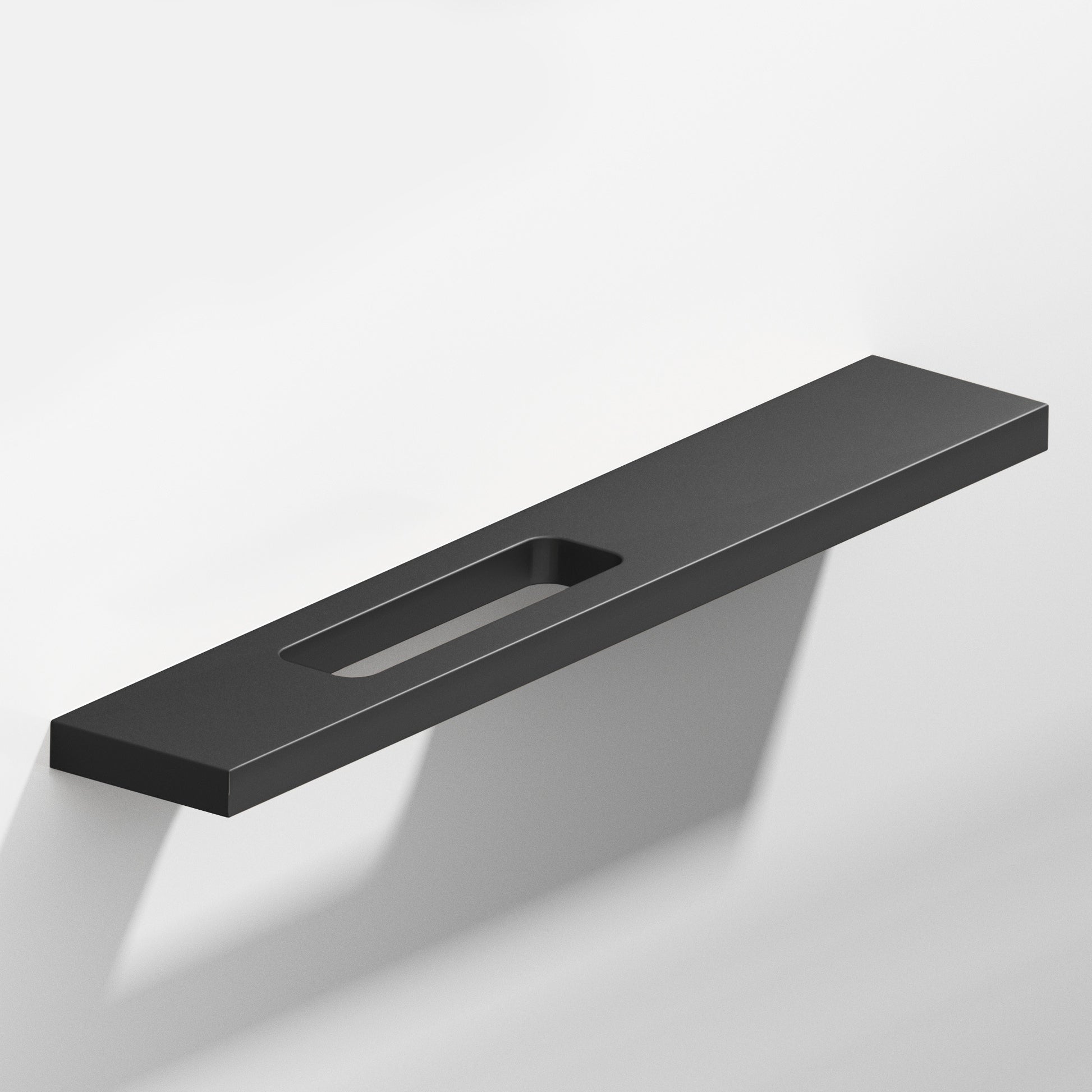 Colonial Bronze Series 719 8" Rectangular Cabinet Pull With Offset Cutout Matte Satin Black / 8"