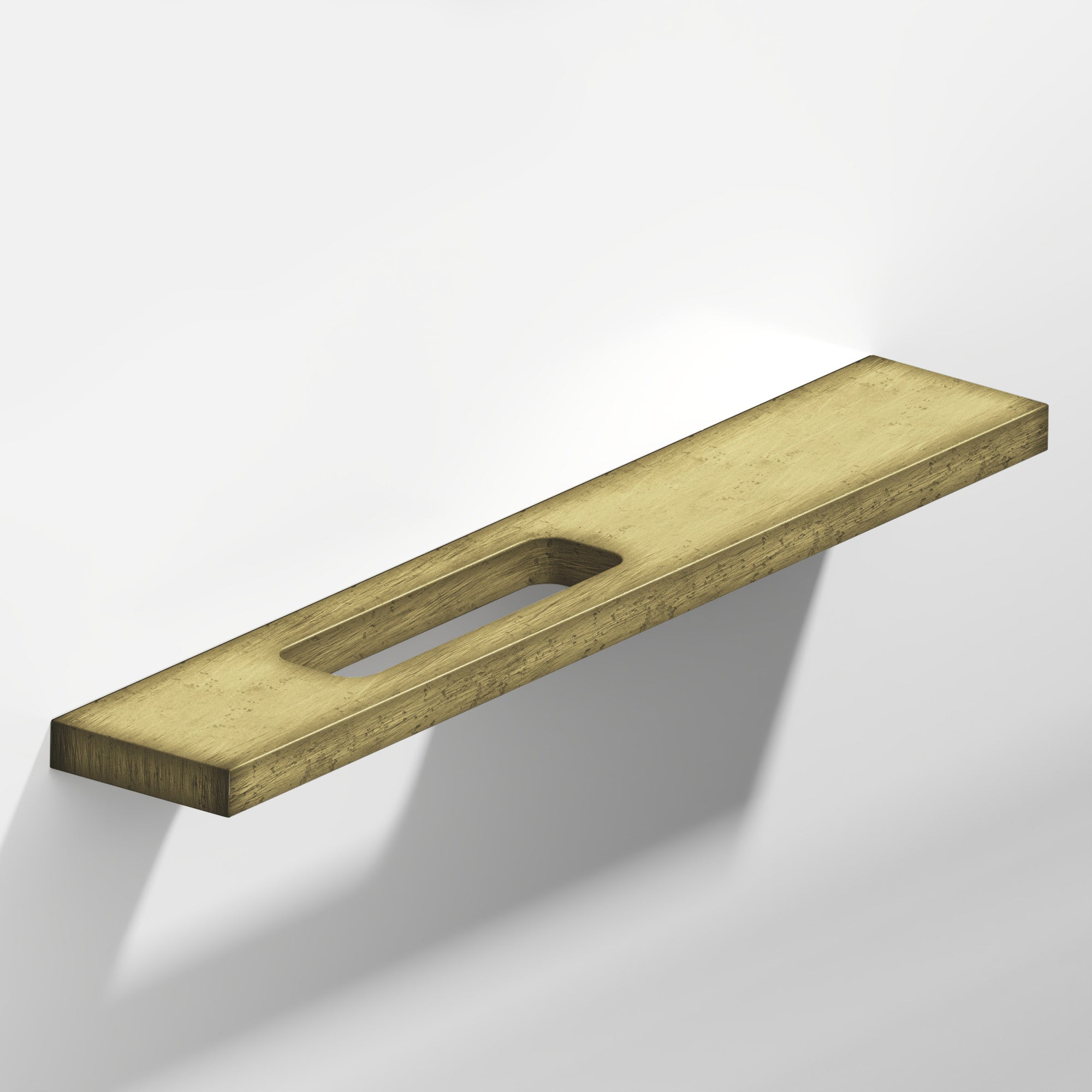 Colonial Bronze Series 719 4" Rectangular Cabinet Pull With Offset Cutout Distressed Antique Brass / 4"