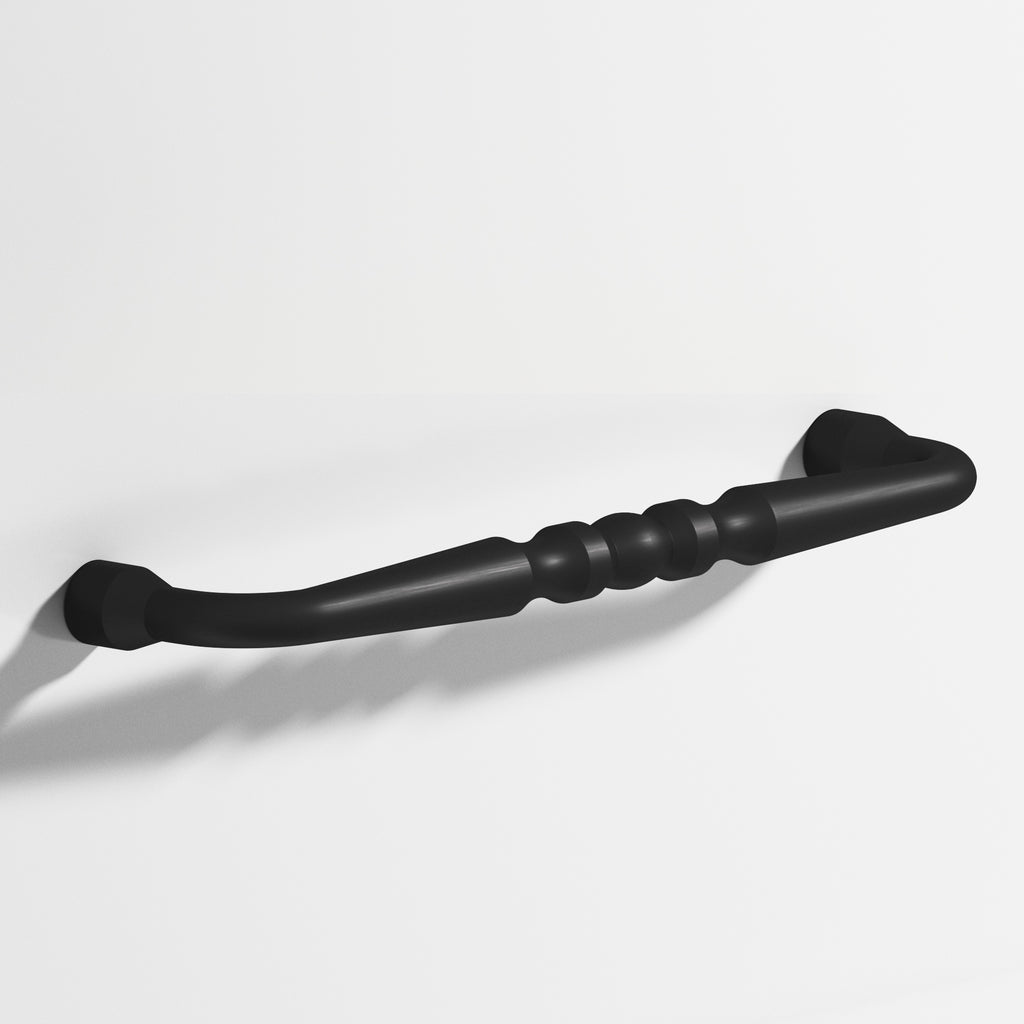 Colonial Bronze Series 813 6" Detailed Wire Cabinet Pull With Bead Matte Satin Black / 6"