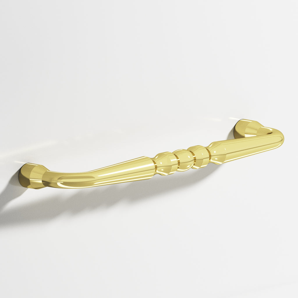 Colonial Bronze Series 813 6" Detailed Wire Cabinet Pull With Bead Unlacquered Polished Brass / 6"