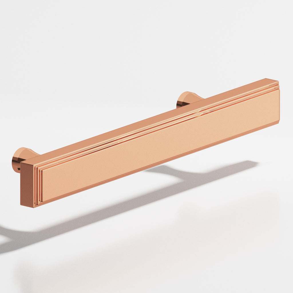 Colonial Bronze Series 941 8" Rectangular Stepped Cabinet Pull With Flared Posts Polished Copper / 8"
