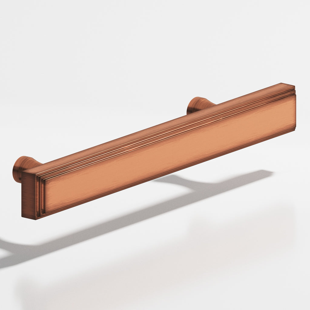 Colonial Bronze Series 941 8" Rectangular Stepped Cabinet Pull With Flared Posts Antique Copper / 8"
