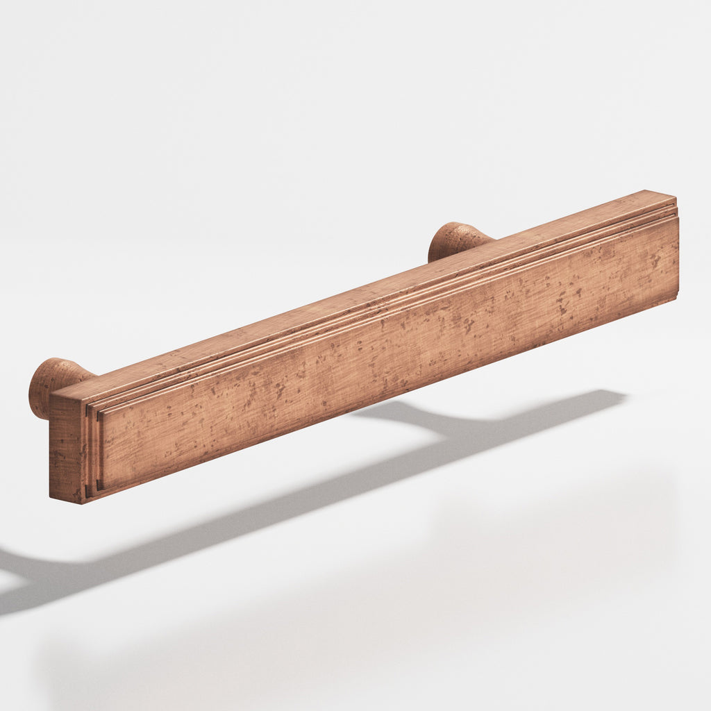 Colonial Bronze Series 941 8" Rectangular Stepped Cabinet Pull With Flared Posts Distressed Antique Copper / 8"