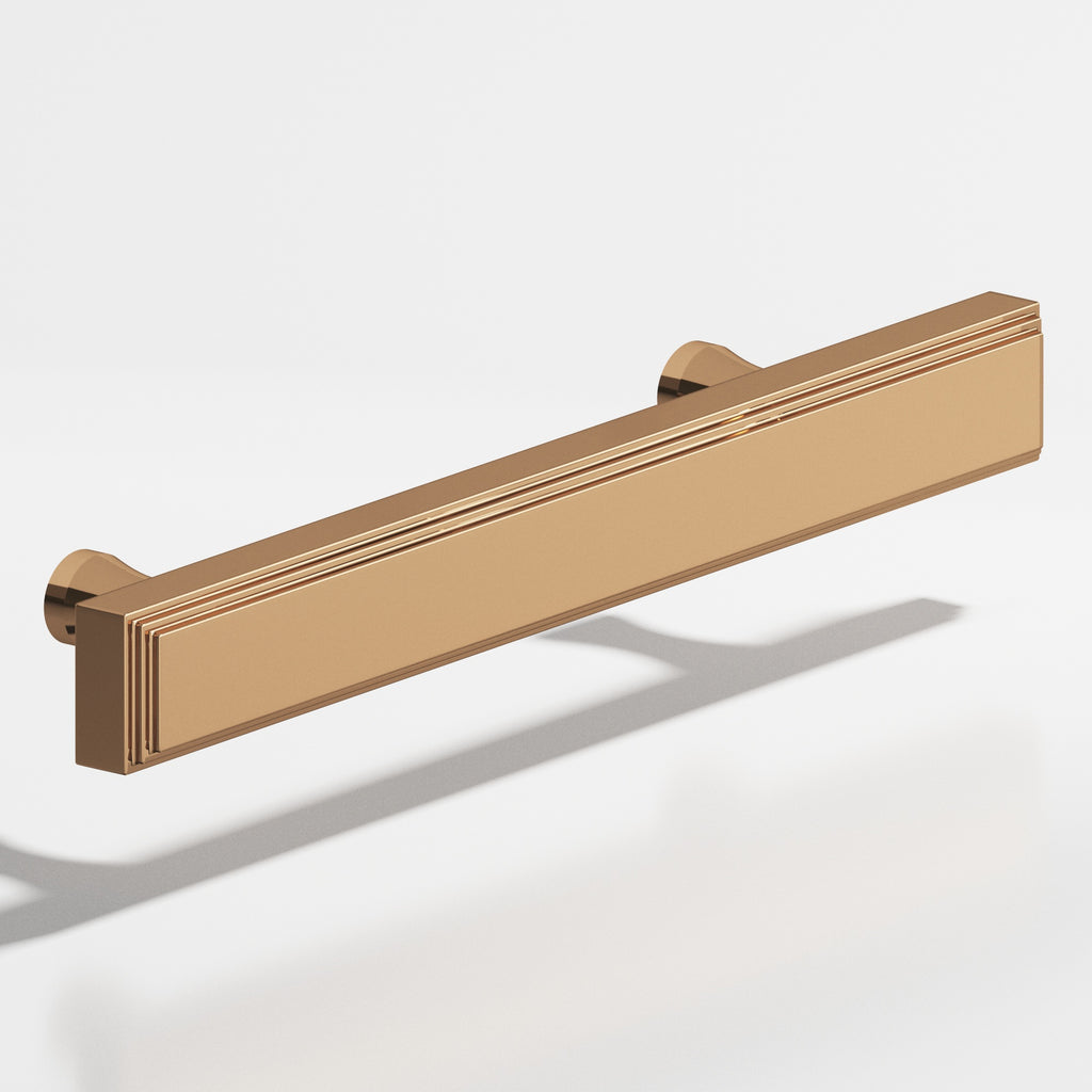 Colonial Bronze Series 941 8" Rectangular Stepped Cabinet Pull With Flared Posts Polished Bronze / 8"