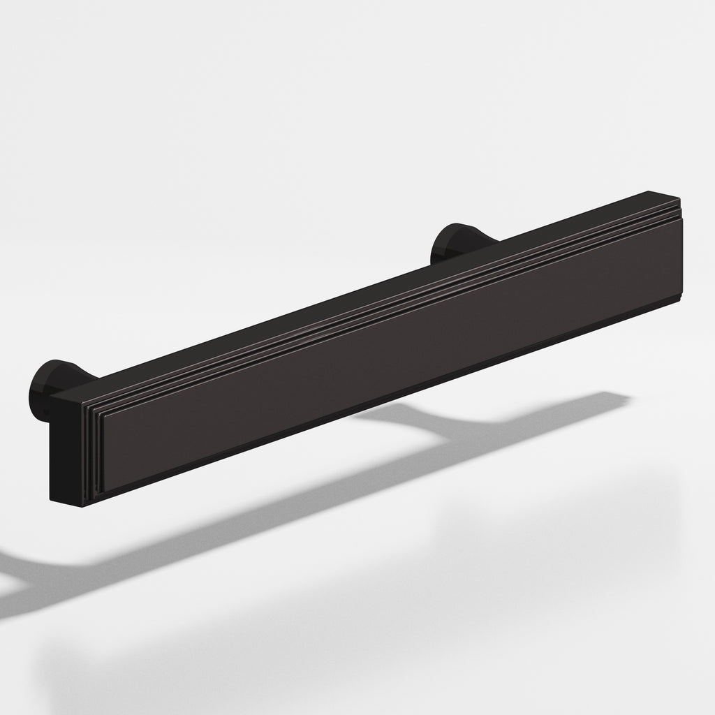Colonial Bronze Series 941 6" Rectangular Stepped Cabinet Pull With Flared Posts Satin Black / 6"