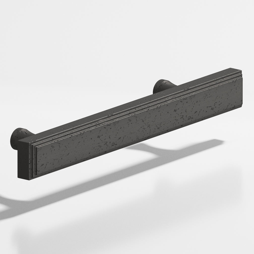 Colonial Bronze Series 941 8" Rectangular Stepped Cabinet Pull With Flared Posts Distressed Satin Black / 8"