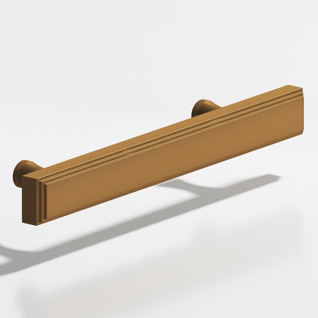 Colonial Bronze Series 941 8" Rectangular Stepped Cabinet Pull With Flared Posts Matte Light Statuary Bronze / 8"