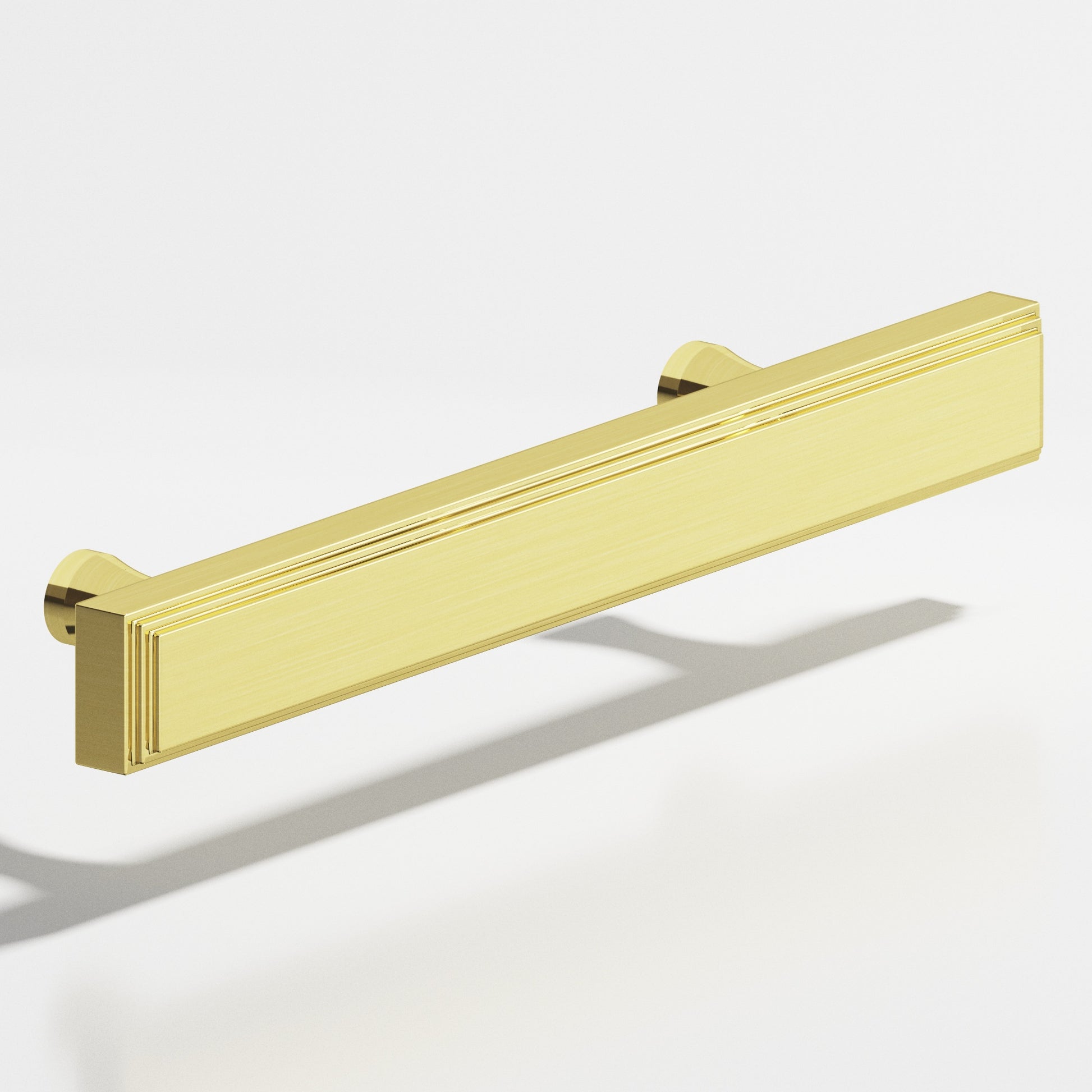 Colonial Bronze Series 941 8" Rectangular Stepped Cabinet Pull With Flared Posts Unlacquered Polished Brass / 8"